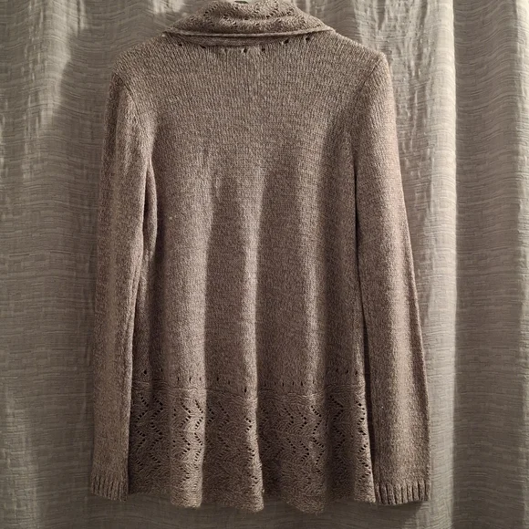 Karen Scott Open Front Pointelle Cardigan Oatmeal - Small - Picture 5 of 5